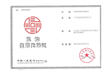中國人民銀行機構信用代碼證